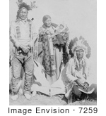 #7259 Stock Image: Sioux Indians, Grey Eagle and Family, Near Tipi by JVPD