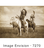 #7270 Stock Image: Three Sioux Chiefs On Horses