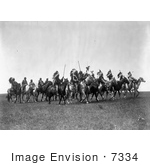 #7334 Stock Image Of A Brule Indian War Party On Horses