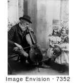 #7352 Stock Picture of Three Girls Watching a Man Playing a Cello by JVPD