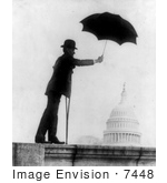 #7448 Stock Image of William D. Upshaw Holding Umbrella Over Capitol, Prohibition by JVPD