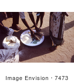 #7473 Picture Of A Dry Food Distribution To An African Family At A Relief Camp During The Biafran War In Nigeria