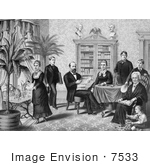 #7533 Image Of President Garfield And Family In A Library