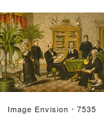 #7535 Picture Of President Garfield And Family In A Library