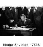 #7658 Picture of President LBJ Signing the 1968 Civil Rights Bill by JVPD