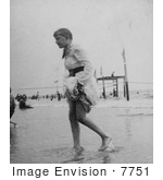 #7751 Picture Of A Woman Going Swimming At Coney Island