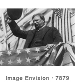 #7879 Picture of President Theodore Roosevelt Waving Hat by JVPD