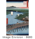 #8680 Photo Of The Bridge Of Senju Crossing The Sumida River Japan