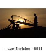 #8911 Picture Of An F-15 Pilot At Sunset