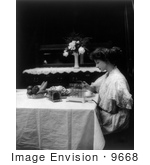 #9668 Picture Of A Woman Using A Toaster