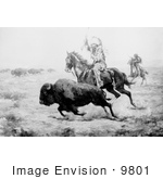 #9801 Picture Of Native American Hunting Bison