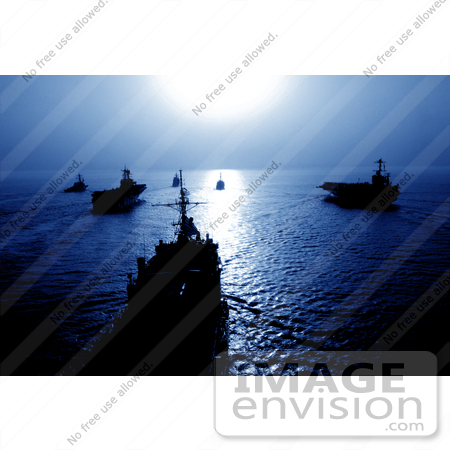 #10588 Picture of Ships at Sunset, Blue Tones by JVPD