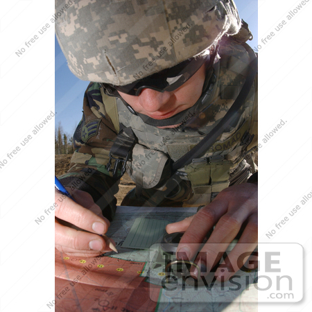 #10590 Picture of a Soldier Using a Map and Compass by JVPD