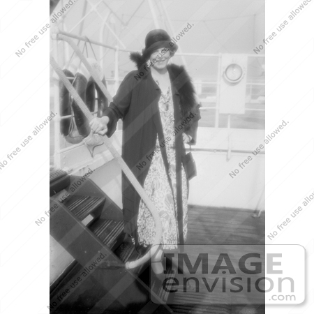 #10660 Picture of Ethel Barrymore Posing on Ship Stairs by JVPD
