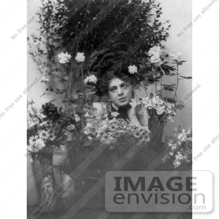 #10669 Picture of Ethel Barrymore Posing With Flowers by JVPD