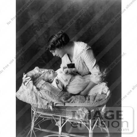 #10670 Picture of Ethel Barrymore Putting a Baby in a Crib by JVPD