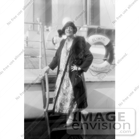 #10676 Picture of Ethel Barrymore Standing on Ship Steps by JVPD