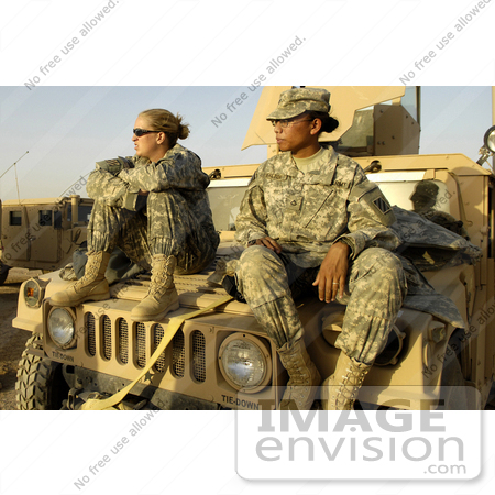 #10784 Picture of Two Female Army Soldiers on a Vehicle by JVPD