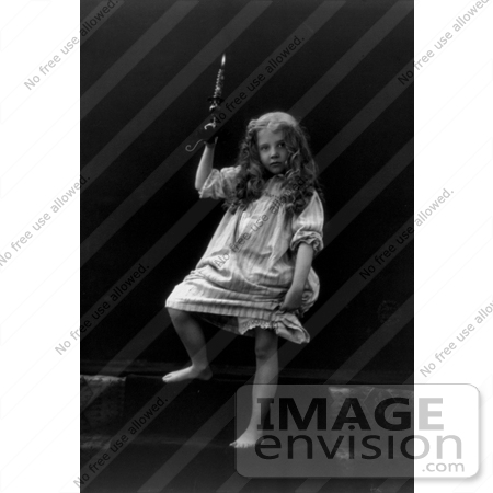 #11056 Picture of a Little Girl in a Nightgown, Holding a Candle by JVPD