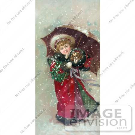 #11107 Picture of a Girl And Dog in Snow Storm by JVPD