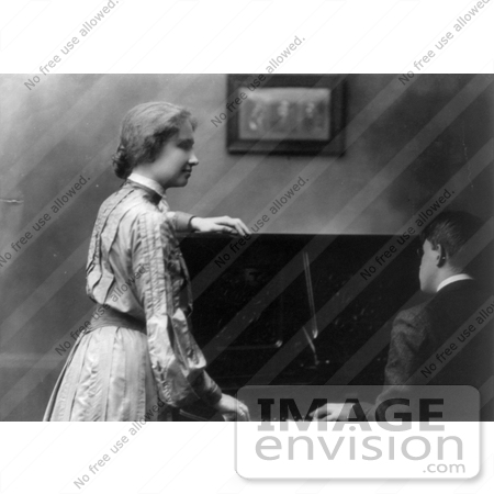 #11258 Picture of Helen Keller And Man at a Piano by JVPD