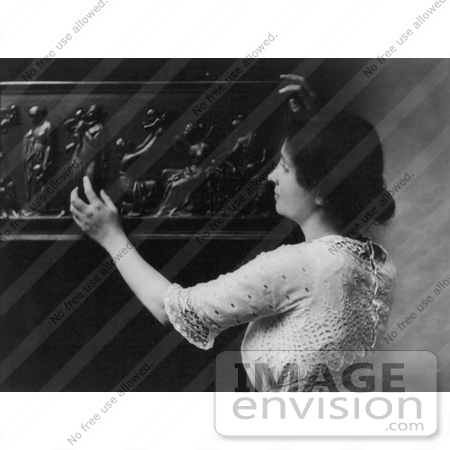 #11293 Picture of Helen Adams Keller Touching a Sculpture by JVPD