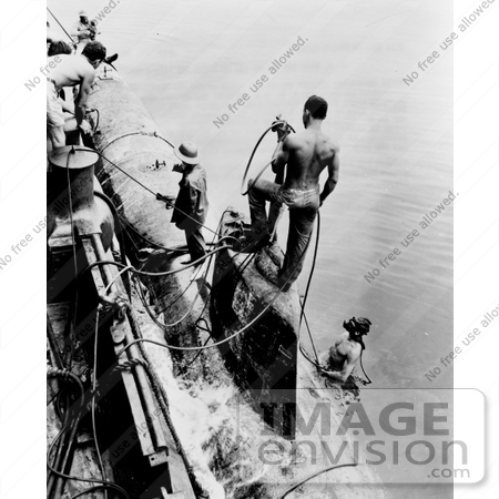 #11401 Picture of Sailors Fastening a Submarine by JVPD