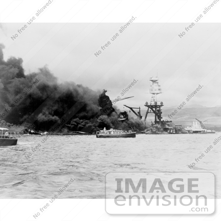 #11409 Picture of the USS Arizona in Flames by JVPD