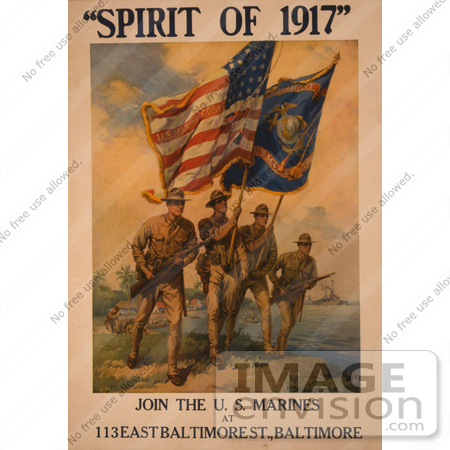 #11427 Picture of Soldiers With Flags, Spirit of 1917 by JVPD