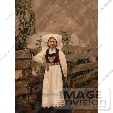 #11474 Picture of a Norwegian Woman by a Fence by JVPD