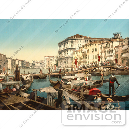 #11649 Picture of Waterfront Buildings and Gondolas, Grand Canal by JVPD