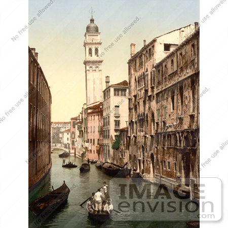 #11664 Picture of Gondolas and Waterfront Buildings, Venice by JVPD