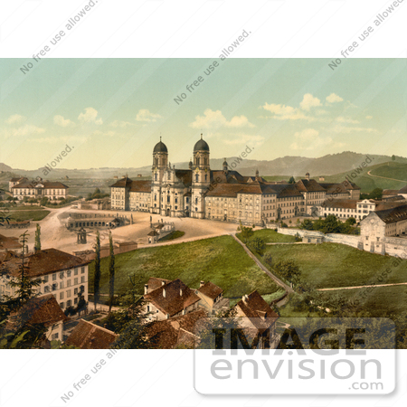 #11757 Picture of Einsiedeln Abbey and Schoolhouse in Switzerland by JVPD
