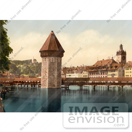 #11758 Picture of the Water Tower and Chapel Bridge in Switzerland by JVPD