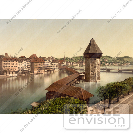 #11769 Picture of Kapellbrucke Chapel Bridge and Wasserturm, Lucerne, Switzerland by JVPD