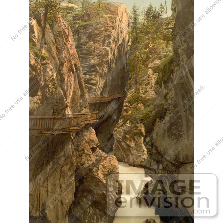 #11779 Picture of a Wooden Walkway Path in Gorner Gorge, Switzerland by JVPD