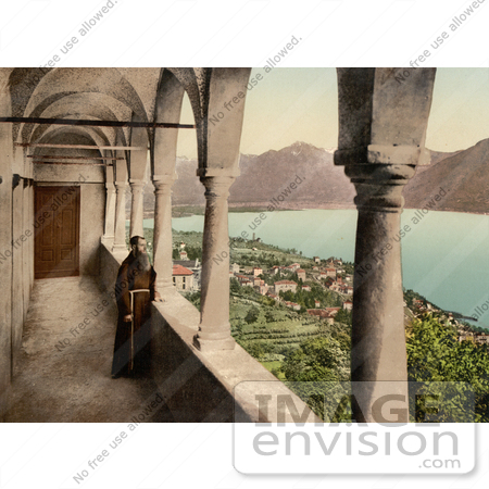 #11787 Picture of a Monk on a Balcony in Switzerland by JVPD
