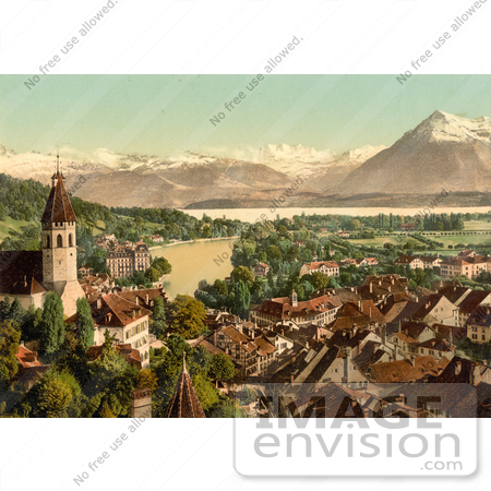 #11820 Picture of the Village of Thun and Lake Thun in Switzerland by JVPD