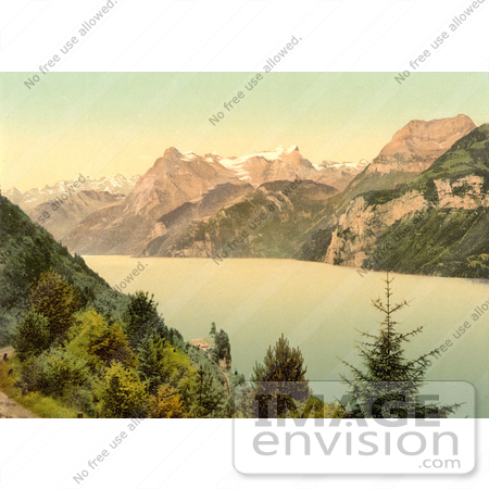 #11855 Picture of Urnersee and Urirotstock Mountain on Lake Lucerne by JVPD