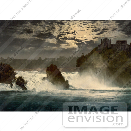 #11957 Picture of Rhine Falls and Laufen Castle at Night by JVPD