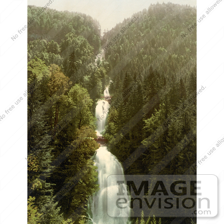 #11995 Picture of Bridges Over a Mountainside Waterfall in Switzerland by JVPD