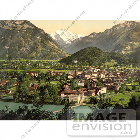 #12021 Picture of Aare River, Interlaken and Jungfrau in Switzerland by JVPD