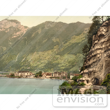 #12055 Stock Photo of the Village of Brunnen and the Gothard Tunnel, Switzerland by JVPD