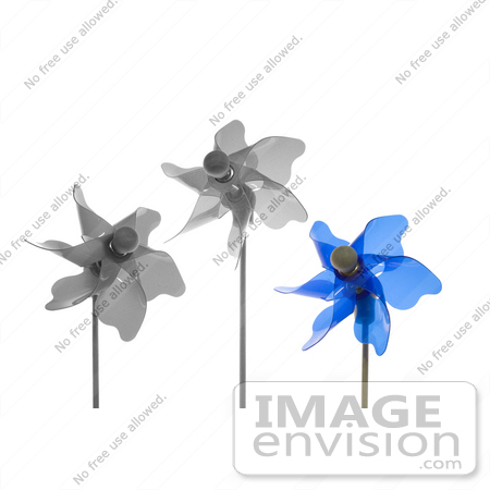 #12121 Picture of a Blue Pinwheel and Black and White Pinwheels by Jamie Voetsch