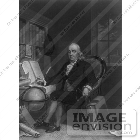 #12278 Picture of Benjamin Franklin With Globe and Compass by JVPD