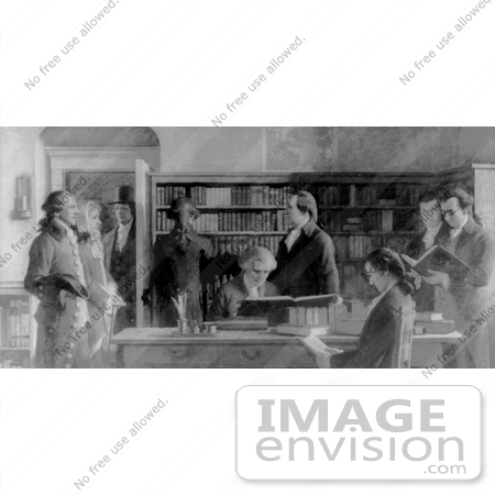 #12297 Picture of Benjamin Franklin in the First Library in Philadelphia by JVPD