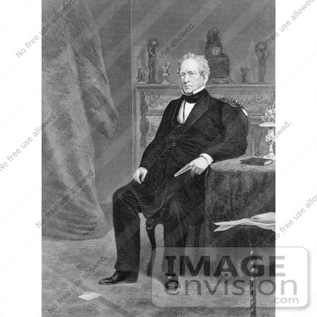 #12313 Picture of Edward Everett Seated by Table and Fireplace by JVPD