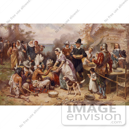 #1236 Photo of The First Thanksgiving, 1621 by Jean Louis Gerome Ferris by JVPD