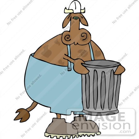#12375 Cow Taking Out the Trash Clipart by DJArt