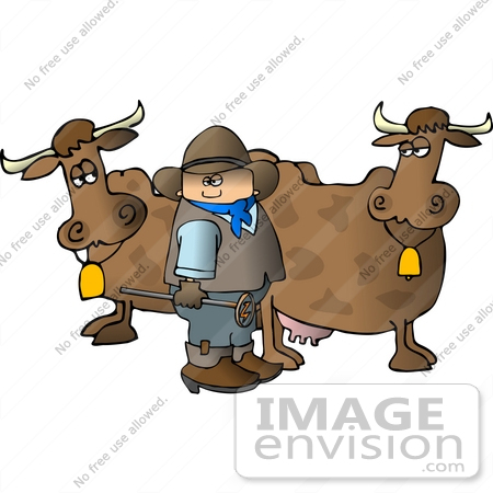 #12379 Cowboy Branding Cows Clipart by DJArt